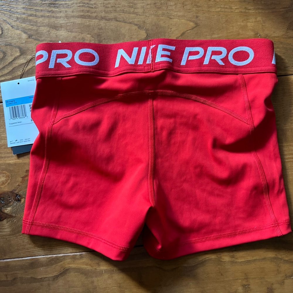 Nike Red Compression Shorts with White Logo